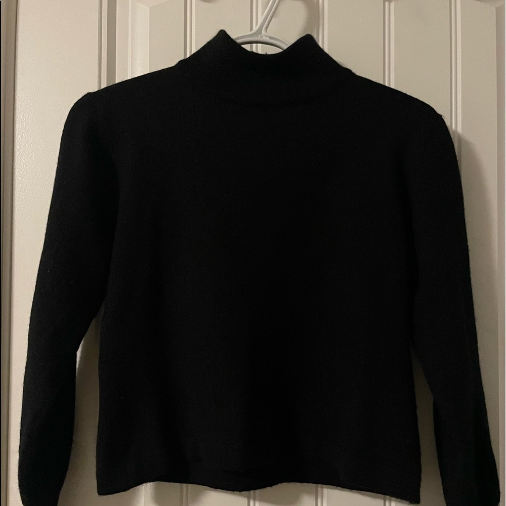 Black mock neck wool sweater